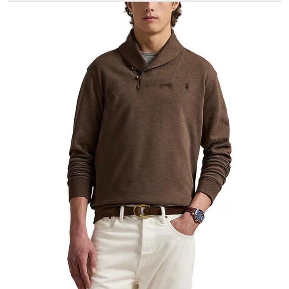 Polo Ralph Lauren Shawl Collar Button Neck Long Sleeve Pullover Shirt Gray XL - Picture 8 of 8